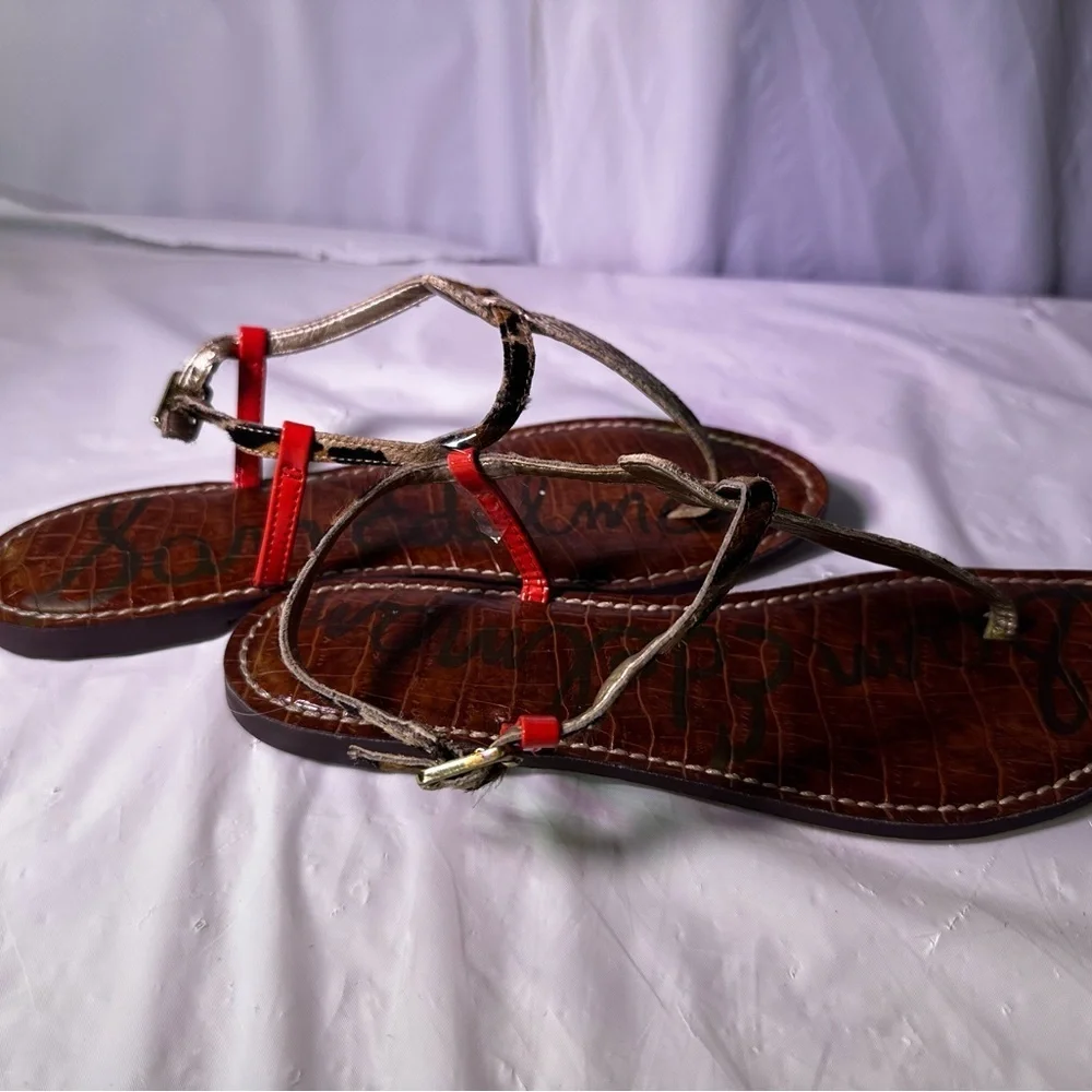 Sam Edelman Snakeskin and Red Sandals
